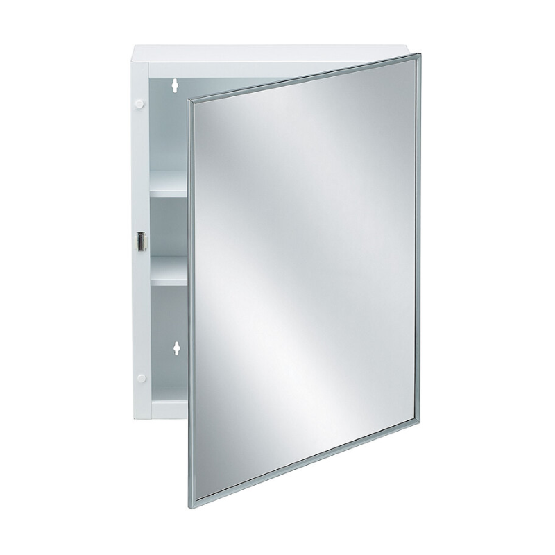 Bradley 9664 recessed medicine cabinet with mirrored door and two pre-painted metal fixed shelves