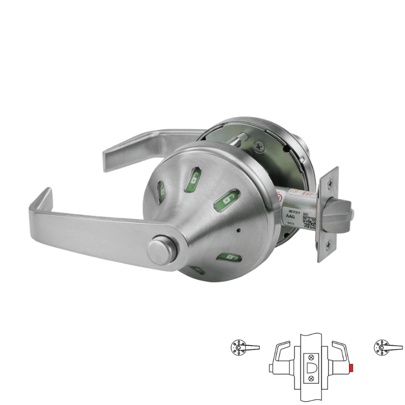 Providence RX-L1 3-LOOP Corbin Russwin CLX3320H-NVSL-V33 Hospital Privacy Cylindrical Lock Wit
