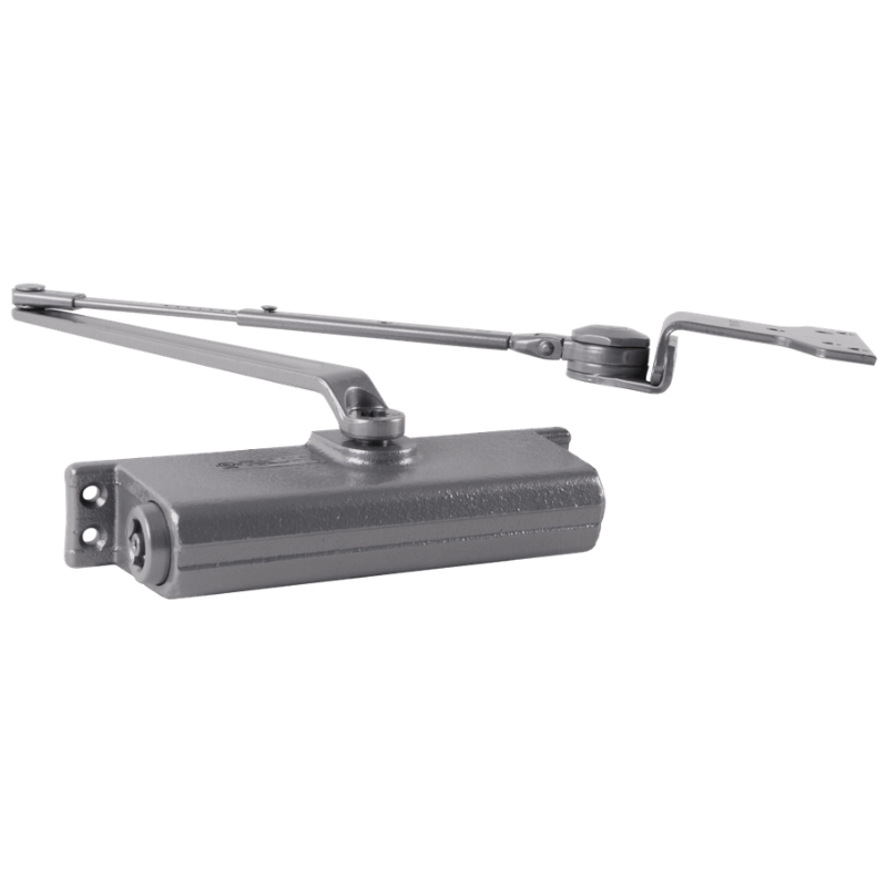 LCN 1261-H-689 surface door closer with hold-open arm, no cover, aluminum painted finish