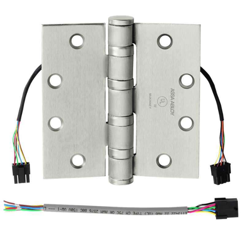 McKinney T4A3786-5x4-1/2-US26D-POE Electrified Full Mortise Heavy Weight Bearing Hinge, Power Over Ethernet, Satin Chrome