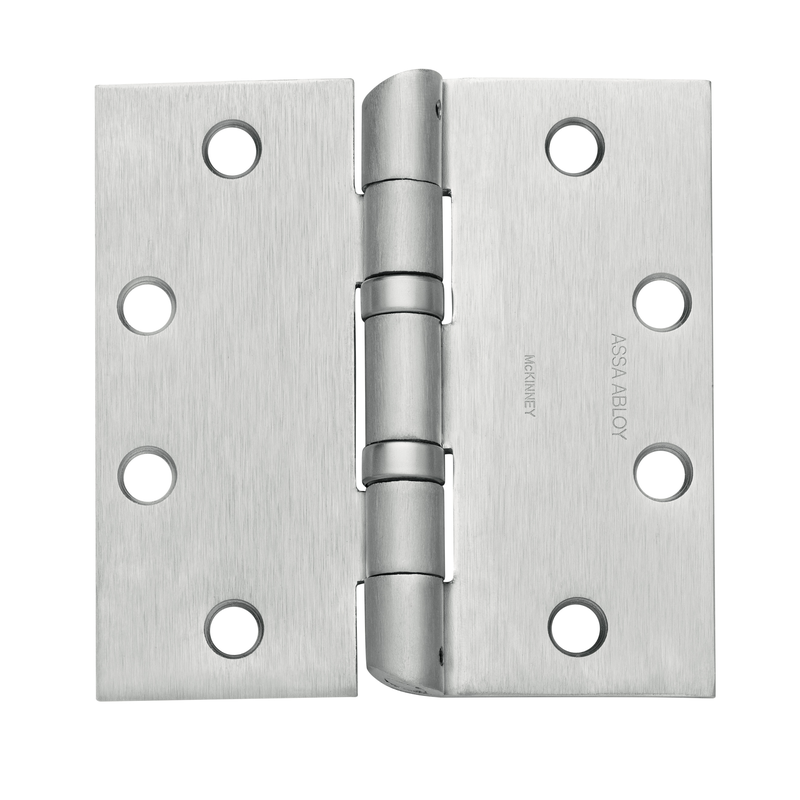 McKinney HTA2314-4-1/2x4-US32D Full Mortise Standard Weight Bearing Hinge, Five Knuckle, Hospital Tip, 630 Satin Stainless Steel Finish