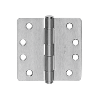 McKinney RCT2714-4x4 Full Mortise Standard Weight Plain Bearing Hinge, Five Knuckle, 1/4 Inch Radius Corner - US26D-626 Satin Chrome