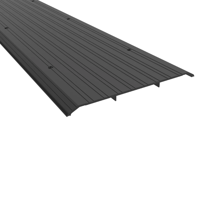 Pemko 2550BSP saddle threshold, 10" wide, 1/2" high, Black Suede powder coated fluted aluminum with screw holes