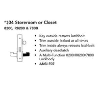 Sargent RX-8204-BHW-US32D-LC Behavioral Health Mortise Lock, Storeroom Function, BHW Trim, Request To Exit Switch, Less Cylinder, Satin Stainless Steel