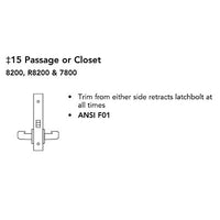 Sargent RX-8215-BHW-US32D Behavioral Health Mortise Lock, Passage or Closet Function, BHW Trim, Request To Exit Switch, Non-Keyed, Satin Stainless Steel