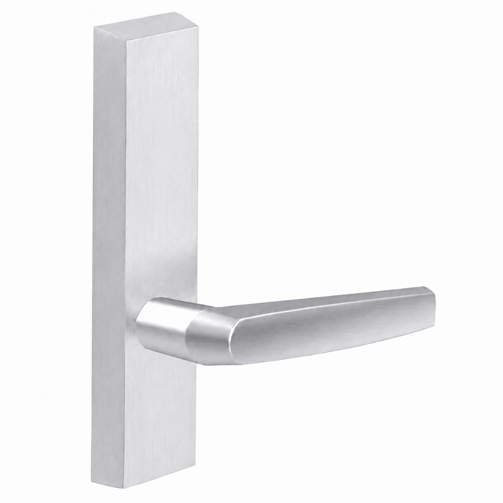 SARGENT 715-8-ETMJ exit device trim with MJ lever, satin chrome US26D, rectangular escutcheon, non-keyed