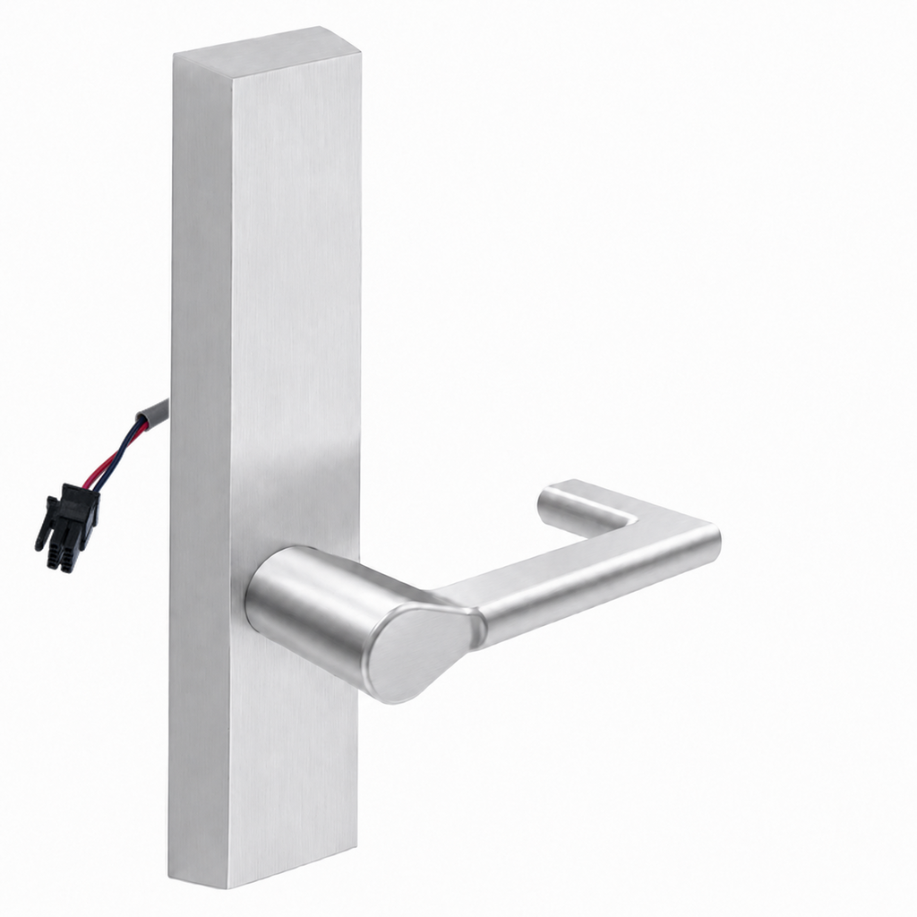 SARGENT 773-8 ET exit device trim with ND lever, US26D satin chrome, electrified escutcheon, no cylinder