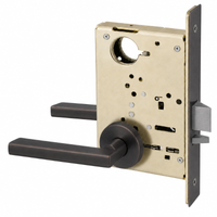 Sargent 8204 LNMD storeroom mortise lock, US10B oil-rubbed bronze, MD lever, LN rose, less cylinder