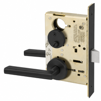 Sargent 8265-LNMD-BSP privacy mortise lock, black MD lever, LN rose, thumbturn, brass body