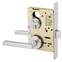 Sargent 8265-LNMD US15 privacy mortise lock, satin nickel, MD lever, LN rose, thumbturn and faceplate
