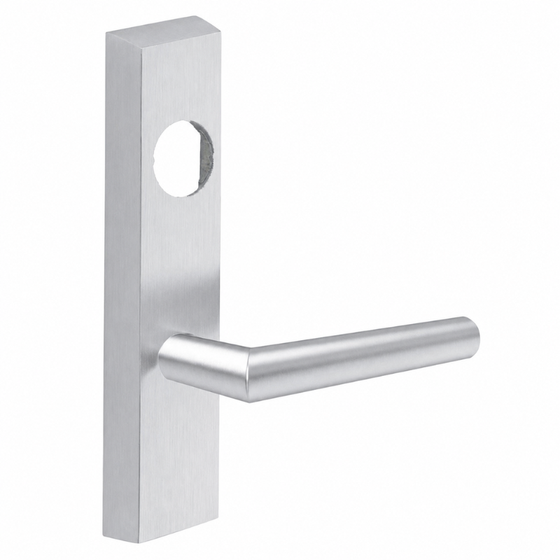 SARGENT LC-706-8-ETMI-US26D exit device trim with MI lever, satin chrome, rectangular escutcheon less cylinder