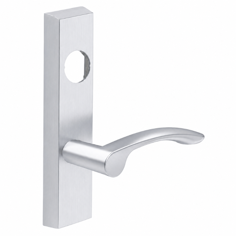 SARGENT LC-706-8-ETMV US26D exit device trim, satin chrome rectangular escutcheon with MV lever, less cylinder