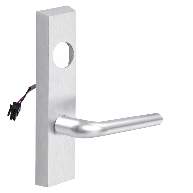 SARGENT LC-776-8-ETME-24V-US26D electrified ME lever ET trim in satin chrome with rectangular escutcheon