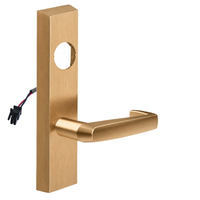 SARGENT LC-776-8-ETNJ-12V-US10 electrified ET trim lever in satin brass, rectangular escutcheon, NJ lever