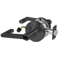 Schlage ND80BD-EL-LON-622 electrified storeroom cylindrical lock, matte black, Longitude lever, latch and wiring