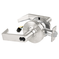 Schlage ND80BD-EL-RHO 619 satin nickel electrified storeroom cylindrical lock with Rhodes lever