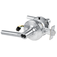 Schlage ND80JD-BRW-RX-626 storeroom cylindrical lock, satin chrome, Broadway lever, latch and REX wiring