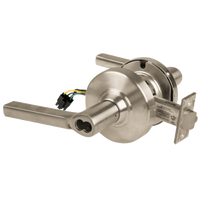 Schlage ND80JD-EU-LAT 619 electrified storeroom lock, satin nickel cylindrical lock with Latitude lever