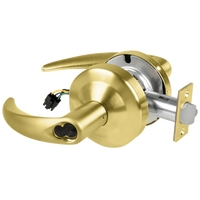 Schlage ND80JD OME RX storeroom cylindrical lock, Omega lever, 606 satin brass, less core, latch and REX wire