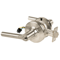 Schlage ND80PD-BRW-RX storeroom cylindrical lock, 619 satin nickel, Broadway lever with key cylinder and RX wiring