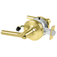 Schlage ND80PD-EL-BRW electrified storeroom lock, Broadway lever, satin brass 606, keyed cylinder