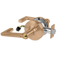 Schlage ND80PD-EL-LON-612 electrified storeroom lock, satin bronze, Longitude lever with keyed cylinder