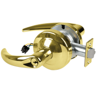 Schlage ND80PD-EL-OME electrified storeroom lock, Omega lever, bright brass 605, keyed cylinder