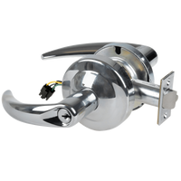 Schlage ND80PD-EL-OME-625 electrified storeroom lock, bright chrome, Omega lever, keyed cylinder and latch