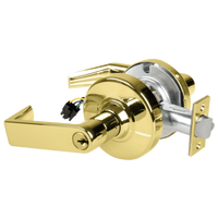 Schlage ND80PD-RHO-RX 605 polished brass cylindrical storeroom lock with Rhodes lever and keyed cylinder