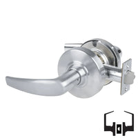 Schlage ND10S-ATH 626 satin chrome passage lever set, Athens lever with round rose and latch