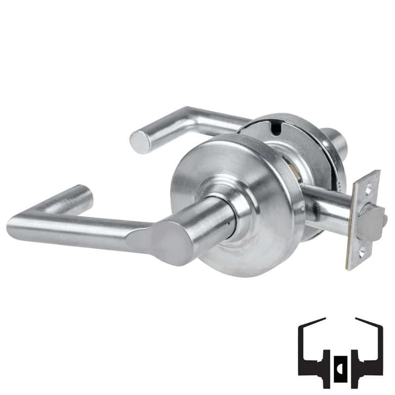 Schlage ND10S-BRK-626 cylindrical passage lever set, satin chrome, Boardwalk lever with round rose and latch