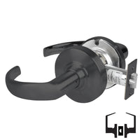Schlage ND10S-SPA 622 cylindrical passage lever set, matte black Sparta lever, non-keyed with latch