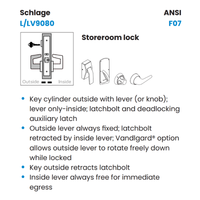 Schlage L9080LB-RH-134 Storeroom Mortise Lock with Deadbolt, Lock Body Only, Grade 1, Right Handed, Field Reversible