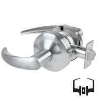 Schlage ND10S-OME 626 satin chrome cylindrical passage set with Omega lever and round rose