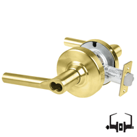 Schlage ND50-BD-BRW 606 entrance lock, Broadway lever, satin brass cylindrical lockset, SFIC prep less core