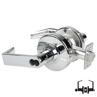 Schlage ND50-BD-RHO 625 cylindrical entrance lock, bright chrome Rhodes lever with round rose and latch