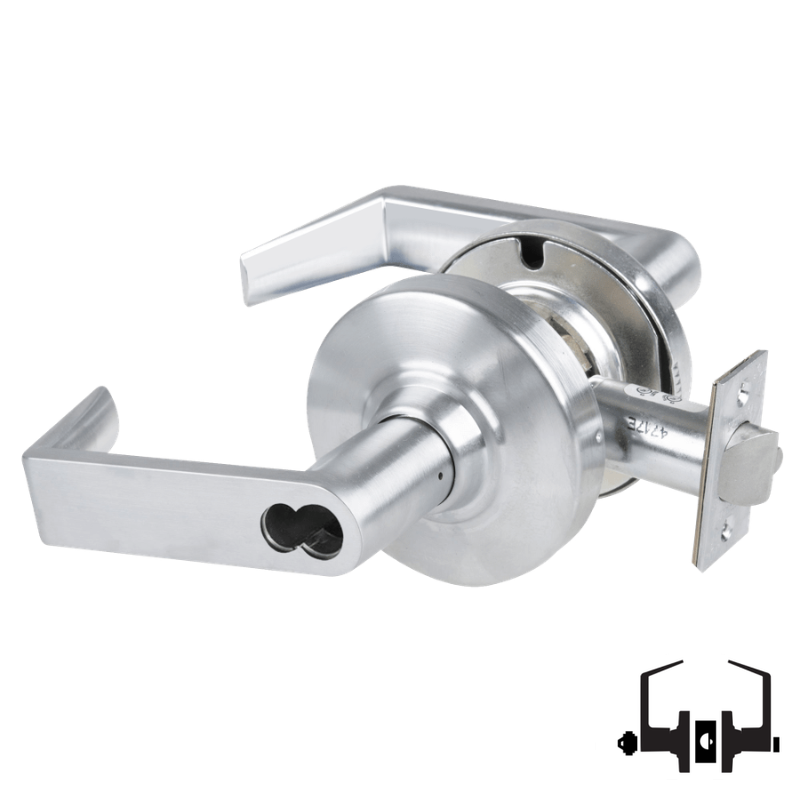 Schlage ND50-BD-RHO 626 entrance lock, satin chrome Rhodes lever cylindrical lockset with latch