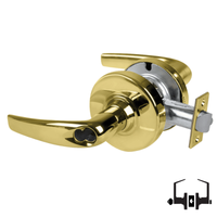 Schlage ND50-JD-ATH 605 entrance/office cylindrical lock with Athens lever, bright brass finish, less core