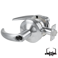 Schlage ND50-JD-OME 626 entrance office lock, satin chrome cylindrical lockset with Omega lever and latch