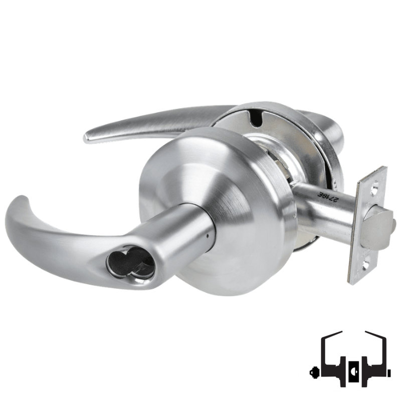 Schlage ND50-JD-OME 626 entrance office lock, satin chrome cylindrical lockset with Omega lever and latch