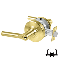 Schlage ND50PD-BRW 606 entrance lock, satin brass cylindrical lockset with Broadway lever and keyed cylinder