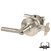 Schlage ND50-PD-BRW 619 cylindrical entrance lock with Broadway lever, satin nickel, keyed cylinder and latch