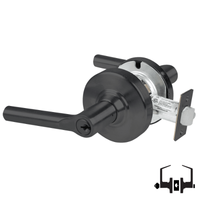 Schlage ND50PD BRW 622 entrance lock, Broadway lever in matte black, keyed cylinder and latch shown