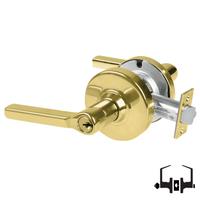 Schlage ND50PD LAT 605 entrance lock, bright brass cylindrical lockset with Latitude lever and keyed cylinder