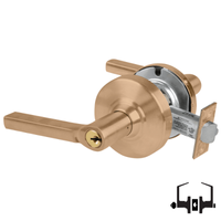 Schlage ND50-PD-LAT 612 cylindrical entrance lock, satin bronze, Latitude lever with keyed cylinder and latch