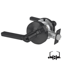 Schlage ND50PD LAT 622 entrance lock, matte black cylindrical lockset with Latitude lever and keyed cylinder