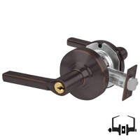 Schlage ND50PD LAT 643E entrance lock with Latitude lever, dark bronze finish, keyed cylinder and latch