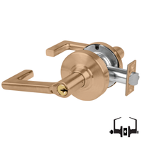 Schlage ND50PD LON 612 entrance lock with Longitude lever, satin bronze finish, keyed cylinder and latch