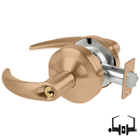 Schlage ND50PD OME 612 entrance/office lock, satin bronze cylindrical lockset with Omega lever and key cylinder