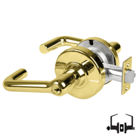 Schlage ND50PD TLR 605 entrance/office cylindrical lock, bright brass tubular lever with keyed cylinder
